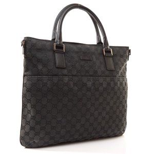 Auth Gucci Gg Tote Bag Black Canvas #N0552C55